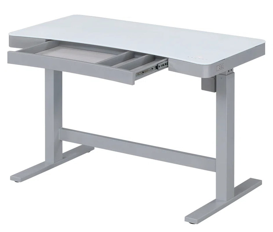 Babin Adjustable Glass Top Metal Base Standing Desk