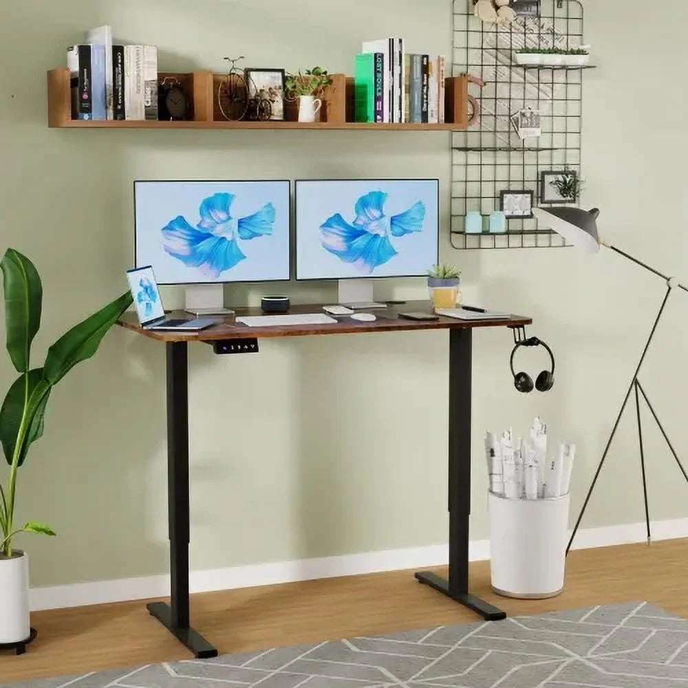 48*24In Computer Desk ,Electric Standing Desk ,T-Shape with Headphone Hook Gaming Table ,Computer Desk That Raises up and down Adjustable Height Computer Desk Home Office Desks,