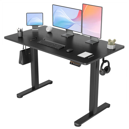 Electric Standing Desk, Adjustable Height Stand up Desk, 48X24 Inches Sit to Stand Home Office Desk with Splice Board, Black Frame/Black Top
