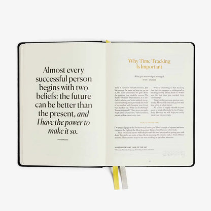 Productivity Planner Black - Time Tracking, Goals, Self-Care