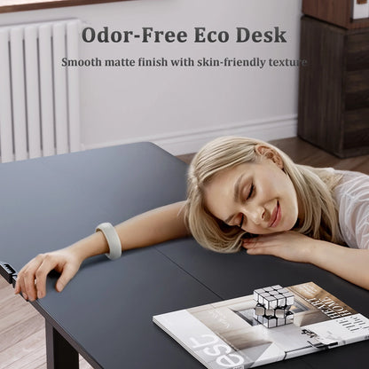 Electric Standing Desk, Adjustable Height Stand up Desk, 48X24 Inches Sit to Stand Home Office Desk with Splice Board, Black Frame/Black Top