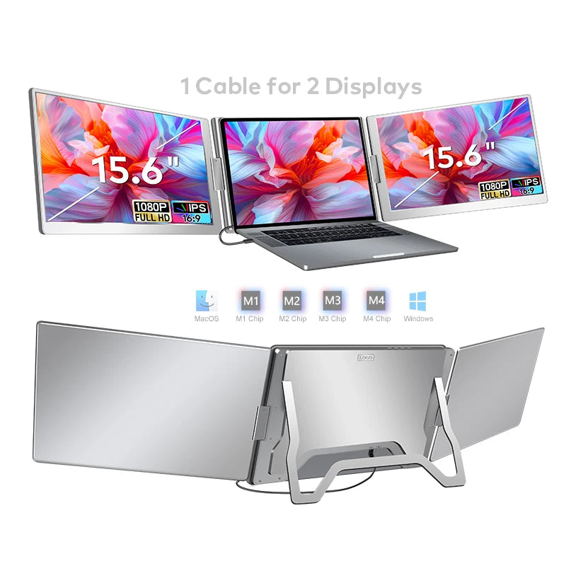 2025 New 15.6 Inch Portable Monitor 1 Cable Support Full Macbook Series and Windows
