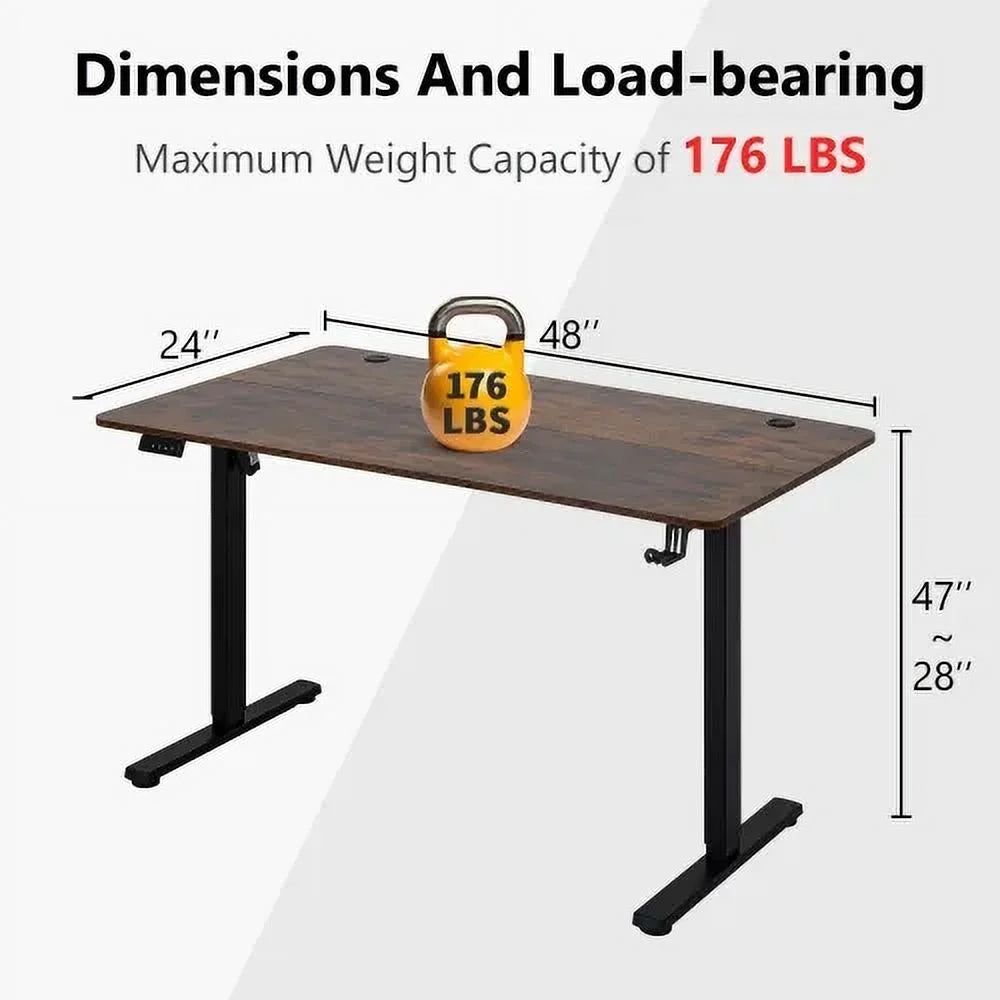 48*24In Computer Desk ，Electric Standing Desk ，T-Shape with Headphone Hook Gaming Table ，Computer Desk That Raises up and down Adjustable Height Computer Desk Home Office Desks，